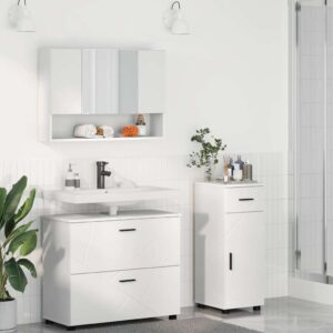Set di mobili per il bagno 3 pcs Bianco Legno multistrato