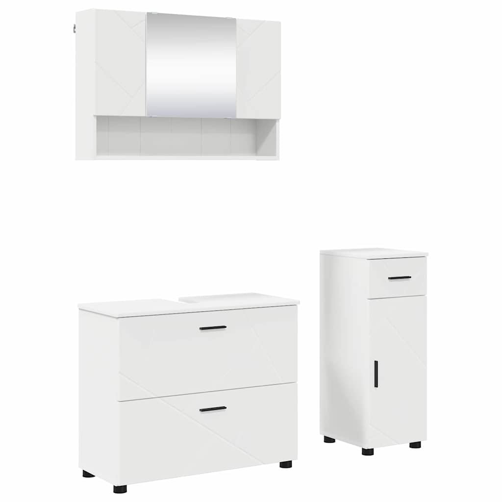 Set di mobili per il bagno 3 pcs Bianco Legno multistrato - immagine 2