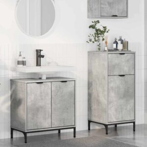 Set di mobili per il bagno con cassetto 2 pcs Grigio cemento