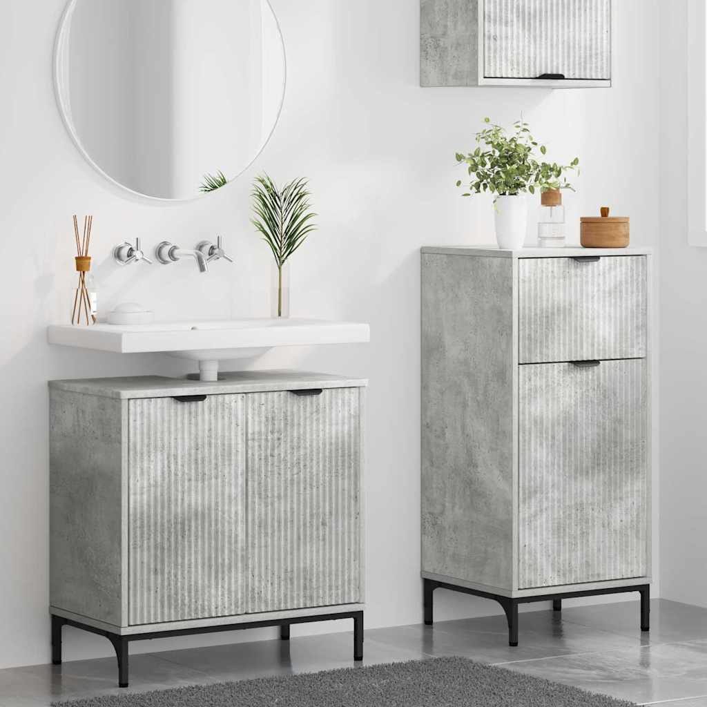 Set di mobili per il bagno con cassetto 2 pcs Grigio cemento - immagine 4