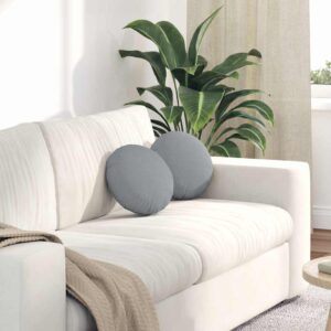 Cuscini per Seduta 2 pcs Grigio chiaro Ø30 x 13 cm Tessuto