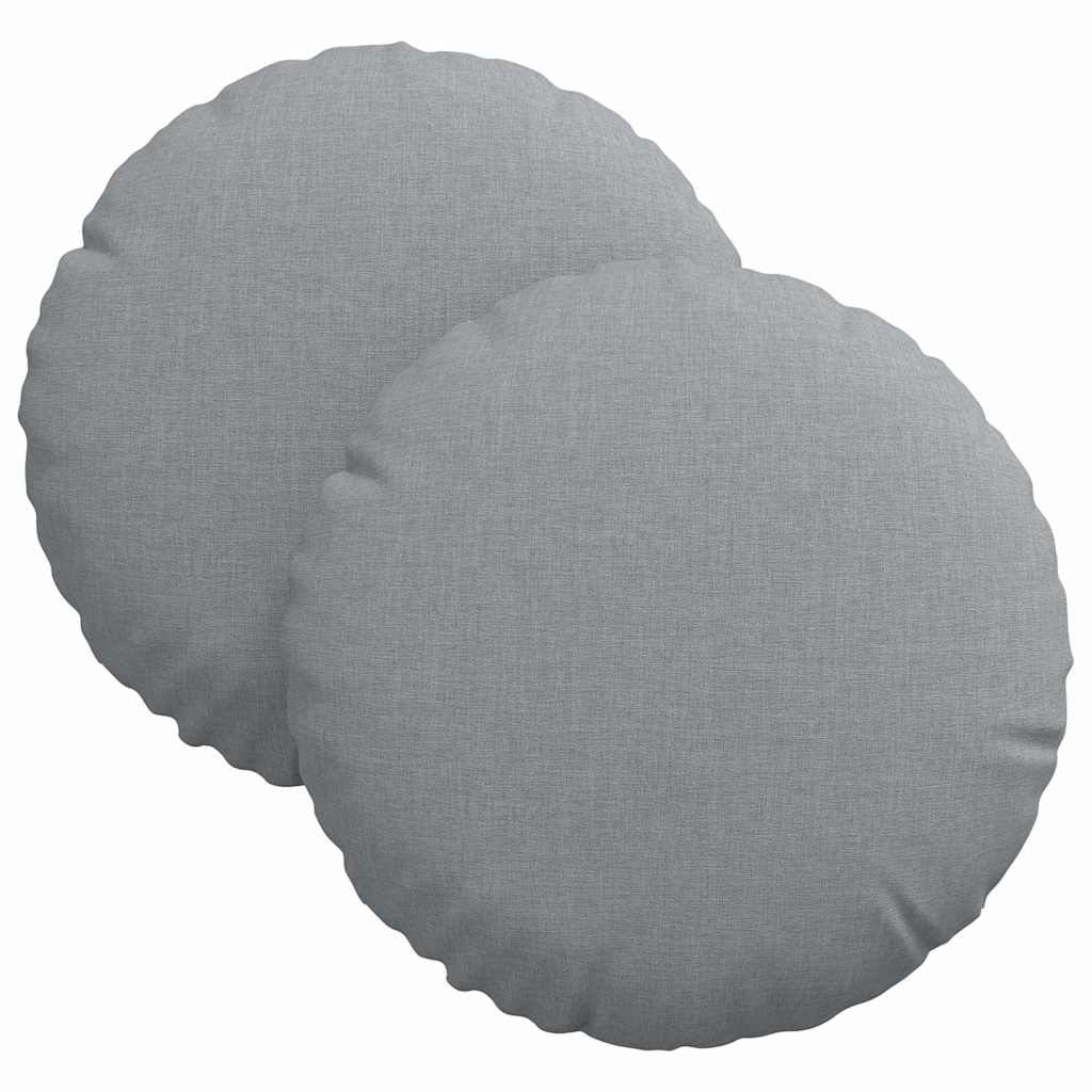 Cuscini per Seduta 2 pcs Grigio chiaro Ø30 x 13 cm Tessuto - immagine 2