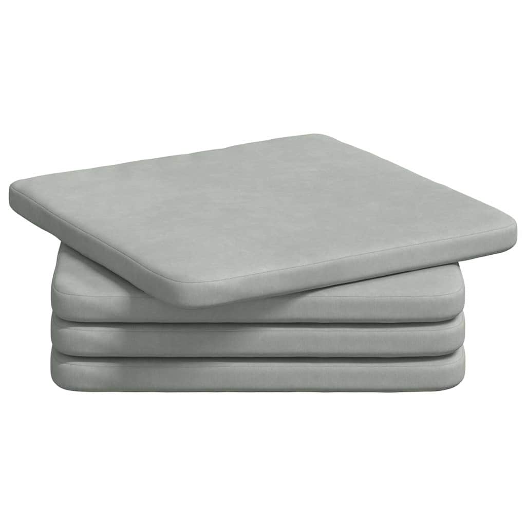 Cuscini per Seduta 4 pcs Grigio chiaro 40 x 40 x 3 cm Velluto - immagine 2