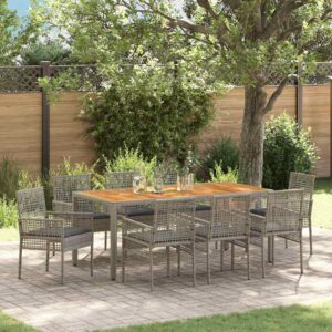 Set da Pranzo per Giardino 5 pcs Nero polyrattan