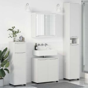 Set di mobili per il bagno 4 pcs Bianco Legno multistrato