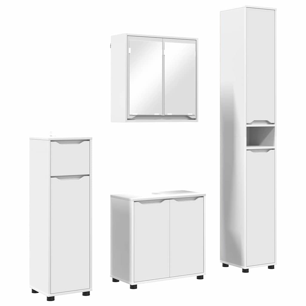 Set di mobili per il bagno 4 pcs Bianco Legno multistrato - immagine 2