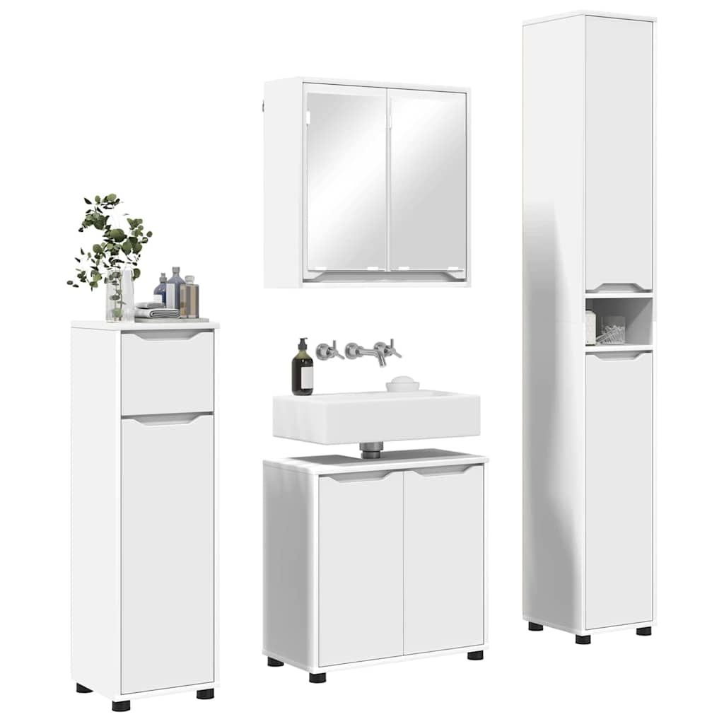 Set di mobili per il bagno 4 pcs Bianco Legno multistrato - immagine 3