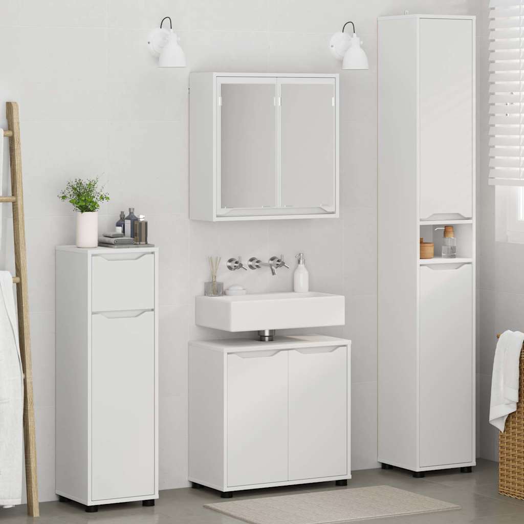 Set di mobili per il bagno 4 pcs Bianco Legno multistrato - immagine 4
