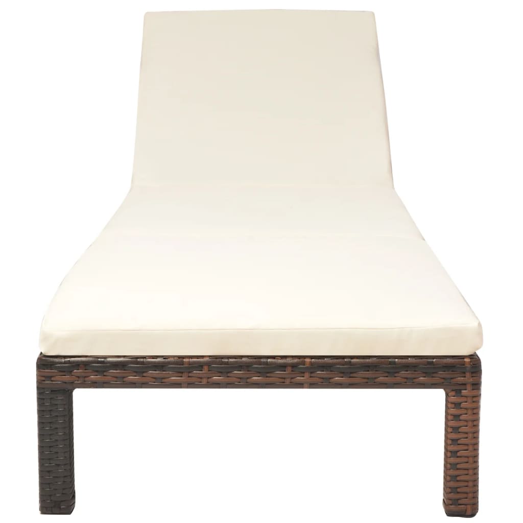 Lettino Prendisole con Cuscino in Polyrattan Marrone - immagine 3