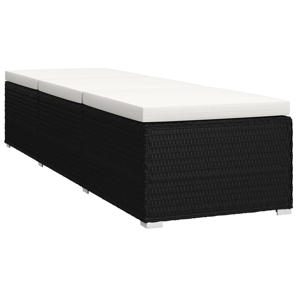 Lettino Prendisole Cuscino e Tavolino Polyrattan Bianco Crema - immagine 4