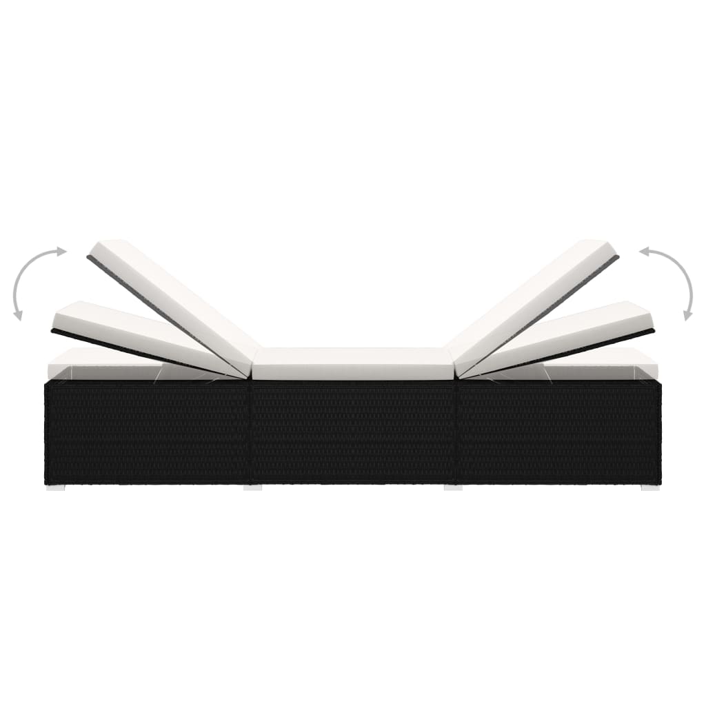 Lettino Prendisole Cuscino e Tavolino Polyrattan Bianco Crema - immagine 6