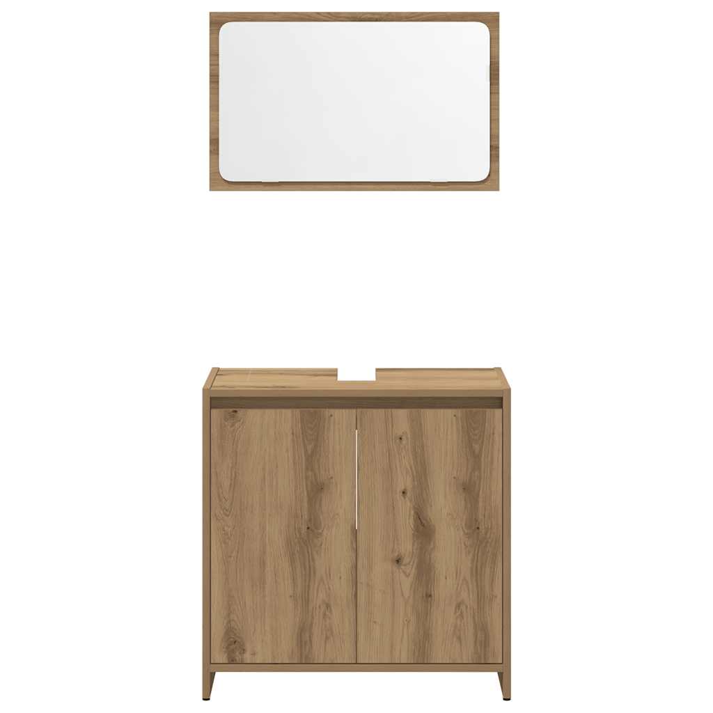 Set Mobili da Bagno 3 pz Rovere Artigianale Legno Multistrato - immagine 5