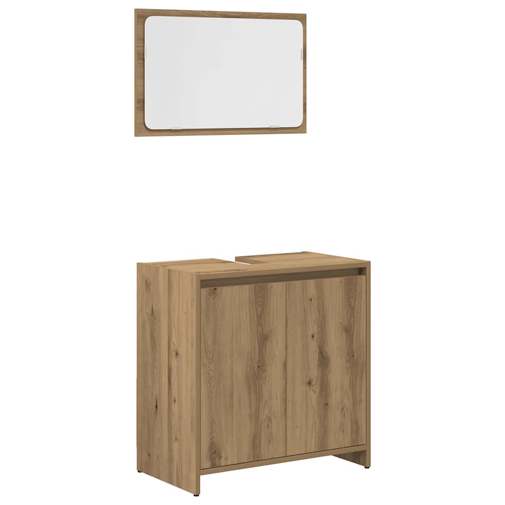Set Mobili da Bagno 3 pz Rovere Artigianale Legno Multistrato - immagine 6