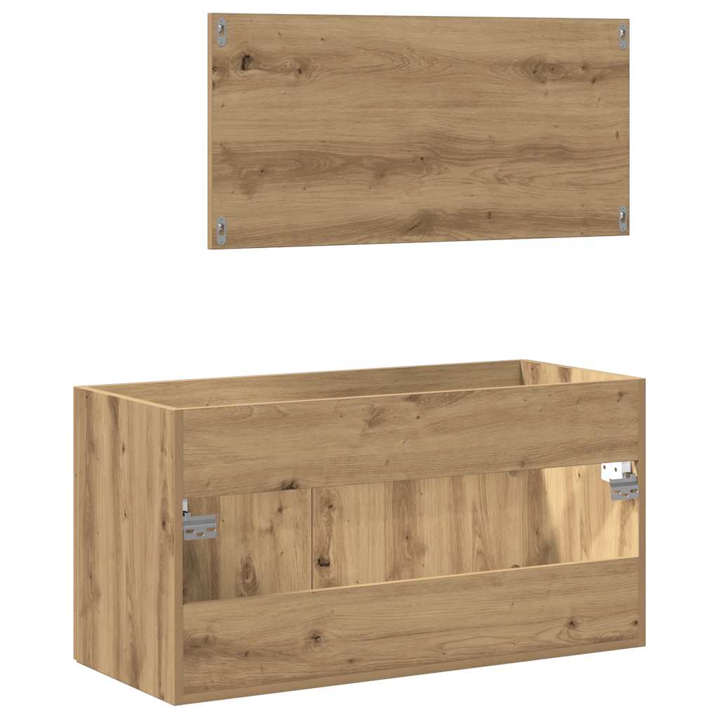 Mobile da Bagno con Specchio Rovere Artigianale Truciolato - immagine 5