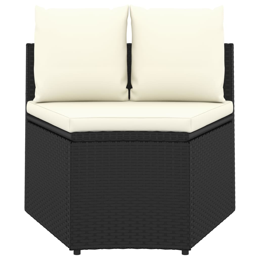 Set Divani da Giardino 9 pz con Cuscini in Polyrattan Nero - immagine 4