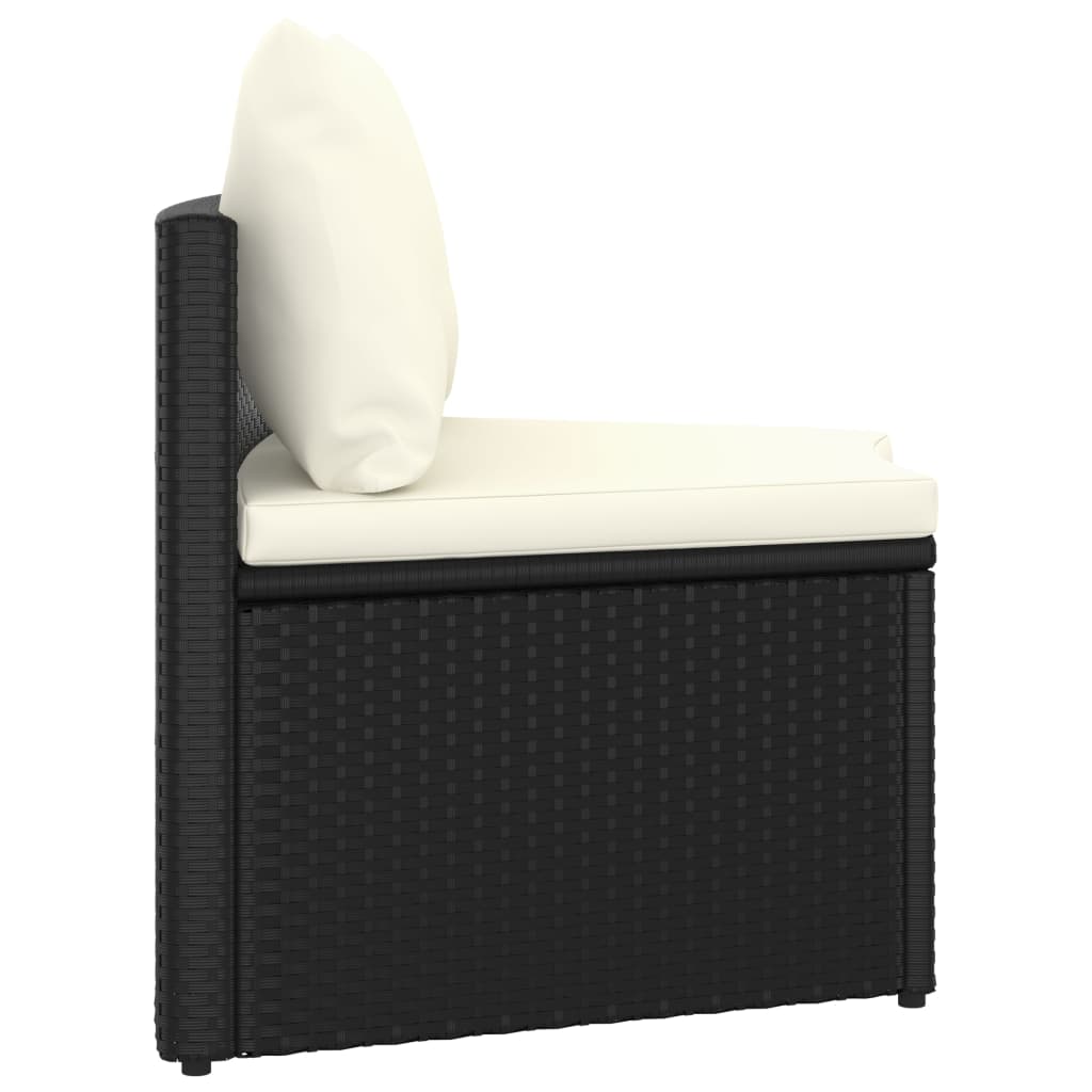 Set Divani da Giardino 9 pz con Cuscini in Polyrattan Nero - immagine 5