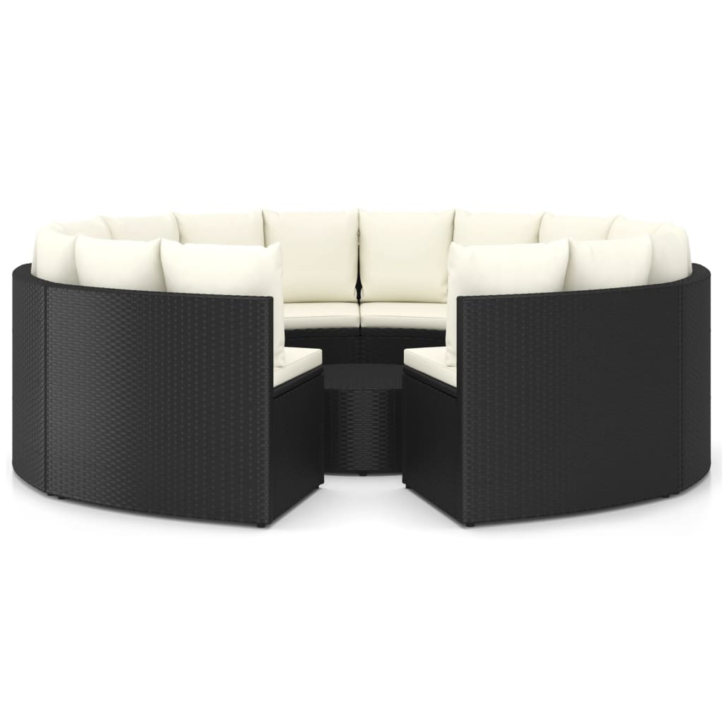 Set Divani da Giardino 9 pz con Cuscini in Polyrattan Nero - immagine 2