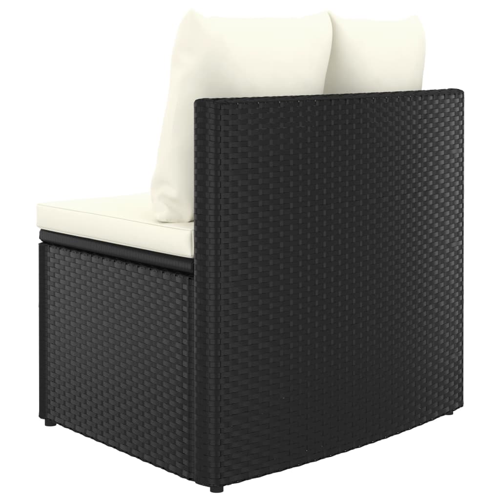 Set Divani da Giardino 9 pz con Cuscini in Polyrattan Nero - immagine 5