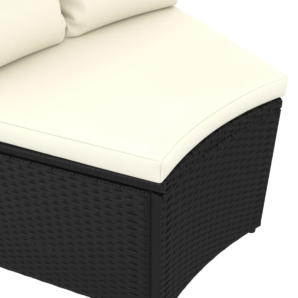 Set Divani da Giardino 9 pz con Cuscini in Polyrattan Nero - immagine 7