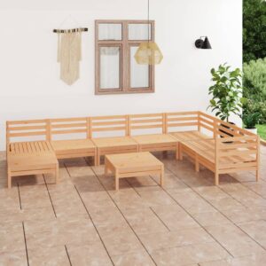 Set Salotto da Giardino 9 pz in Legno Massello di Pino