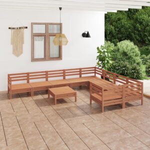 Set Salotto da Giardino 10 pz in Legno Massello di Pino