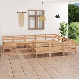 Set Salotto da Giardino 12 pz in Legno Massello di Pino