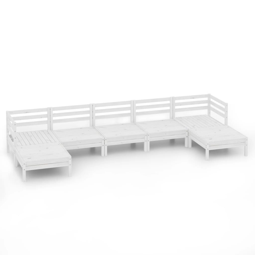 Set Salotto da Giardino 7 pz in Legno Massello di Pino Bianco - immagine 2
