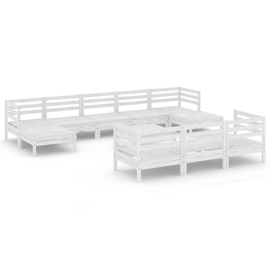 Set Salotto da Giardino 11 pz in Legno Massello di Pino Bianco - immagine 2