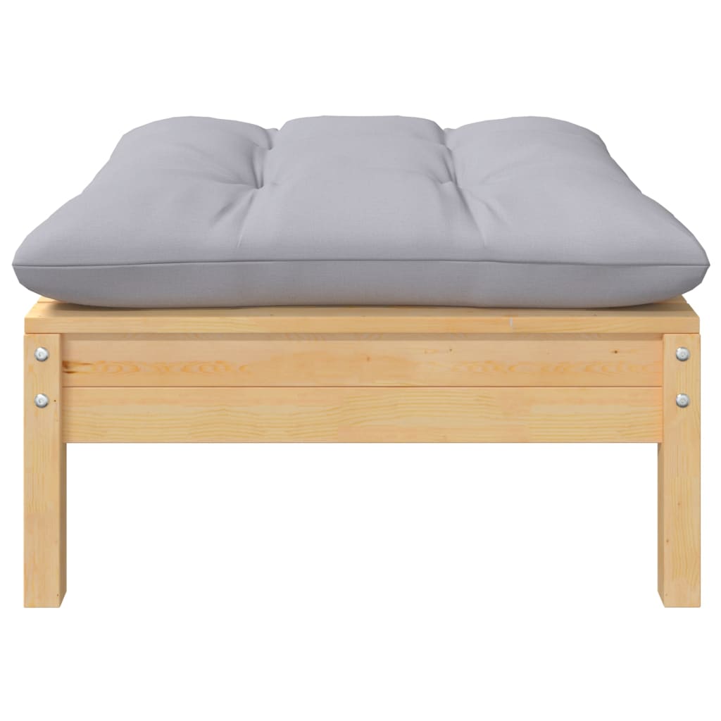 Set Divani da Giardino 5 pz con Cuscini Grigi Massello di Pino - immagine 4