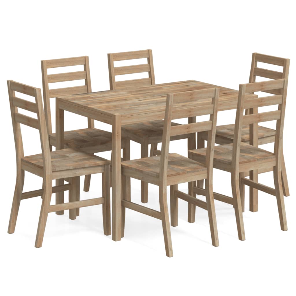 Set da Pranzo 7 pz in Legno Massello di Acacia - immagine 2