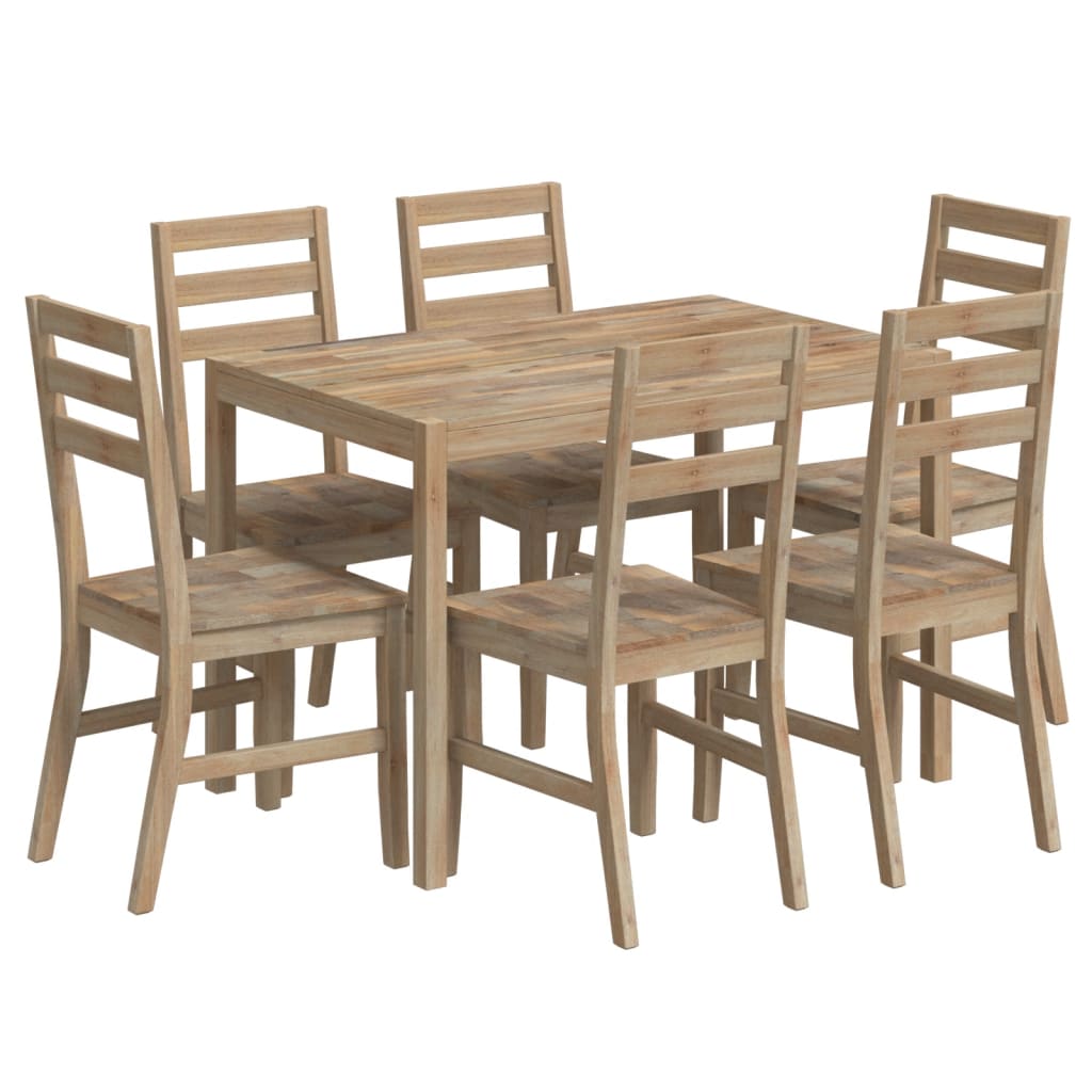 Set da Pranzo 7 pz in Legno Massello di Acacia - immagine 3