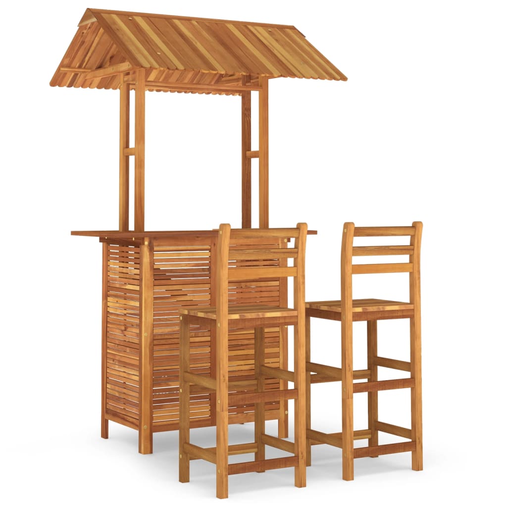 Set da Bar per Giardino 3 pz in Legno Massello di Acacia - immagine 2