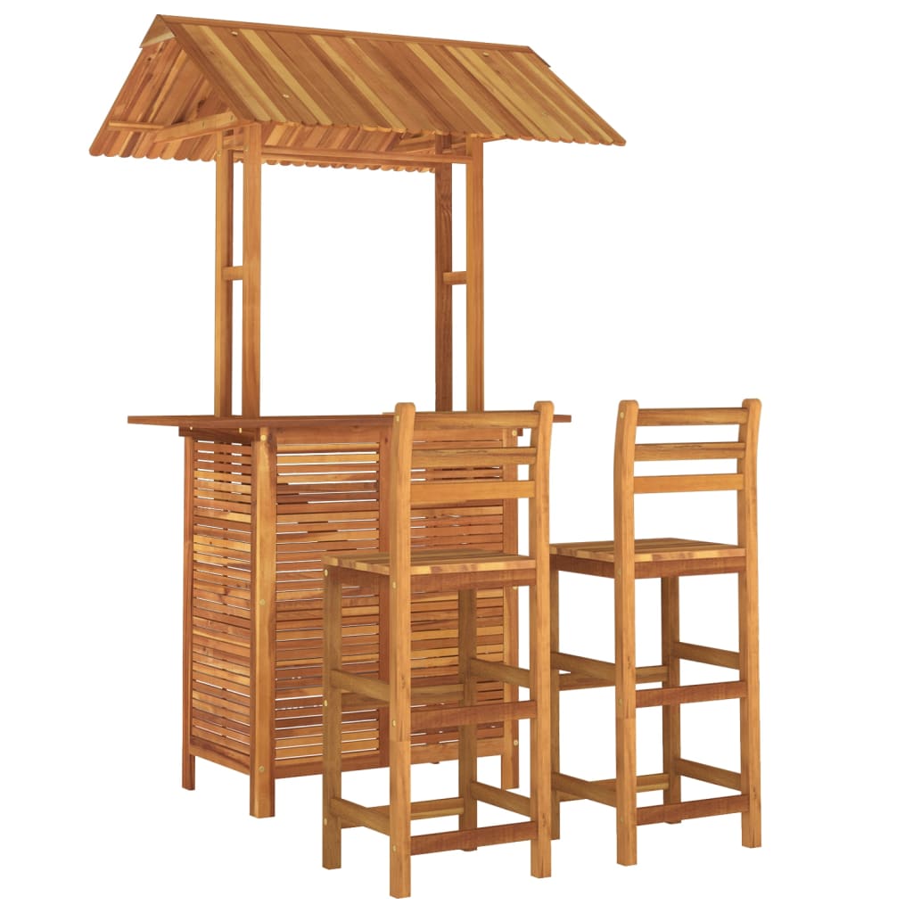 Set da Bar per Giardino 3 pz in Legno Massello di Acacia - immagine 3