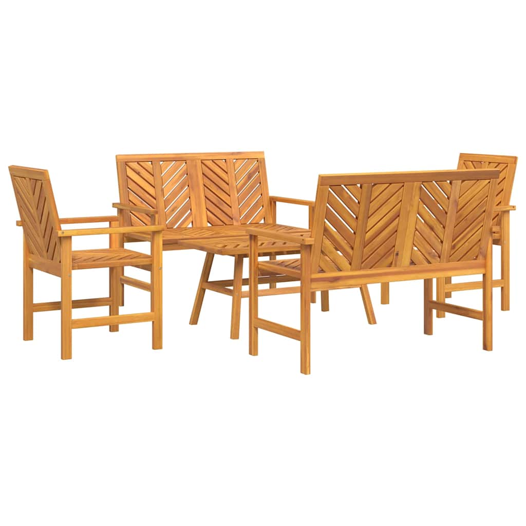 Set Lounge da Giardino 5 pcs Marrone Legno di Acacia Massello - immagine 2