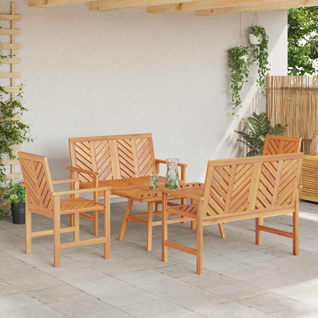 Set Lounge da Giardino 5 pcs Marrone Legno di Acacia Massello - immagine 4