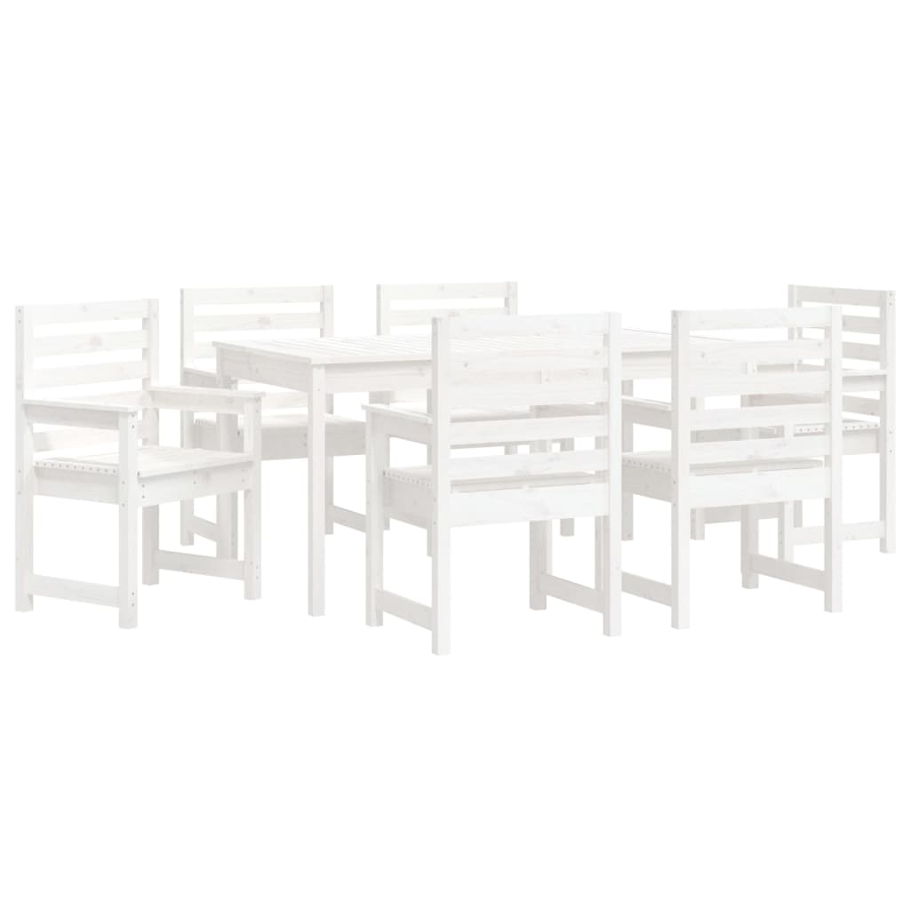 Set da Pranzo per Giardino 7pz Bianco in Legno Massello di Pino - immagine 4