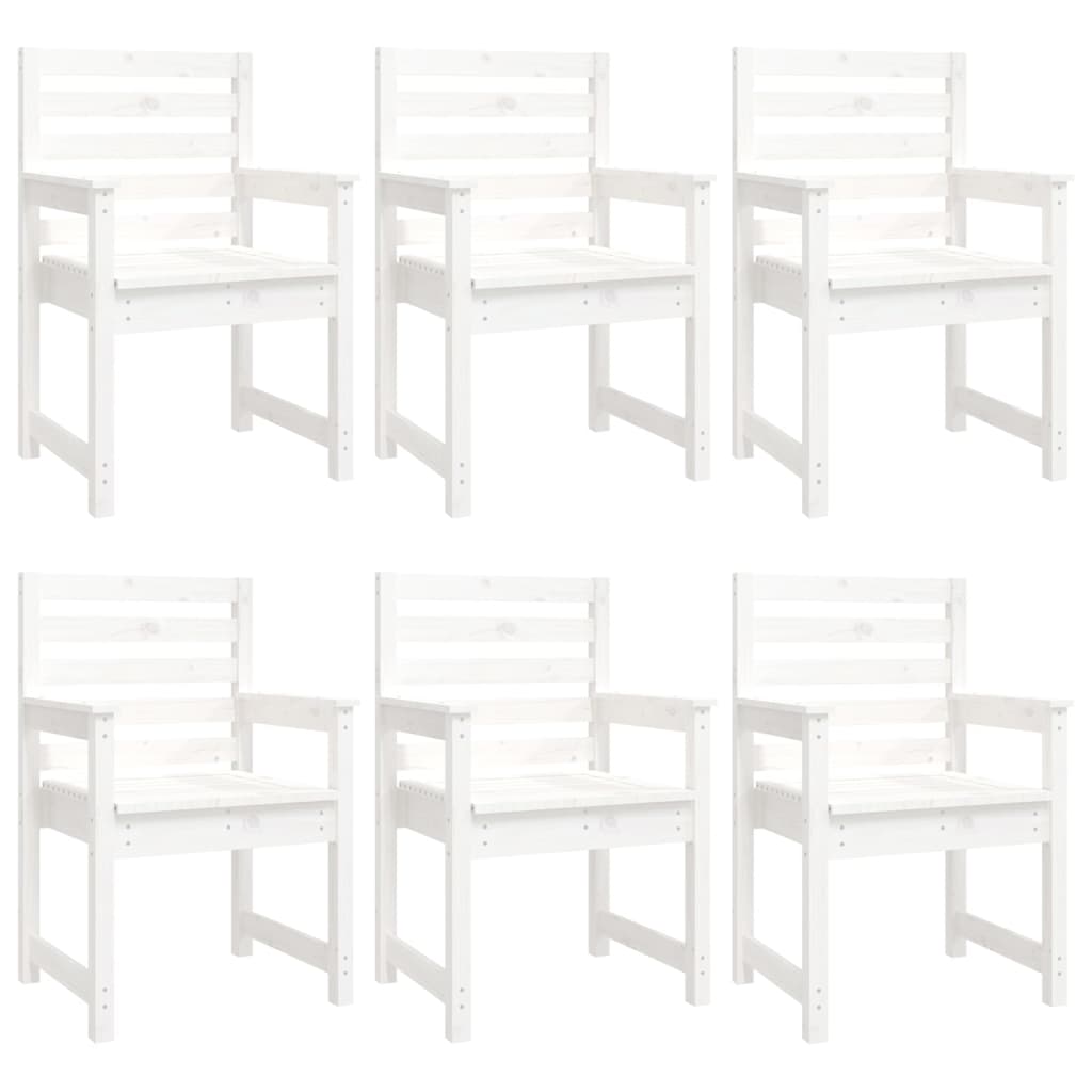 Set da Pranzo per Giardino 7pz Bianco in Legno Massello di Pino - immagine 5