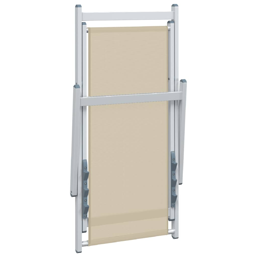 Sedie da Spiaggia Pieghevoli 2 pz Crema Alluminio e Textilene - immagine 7