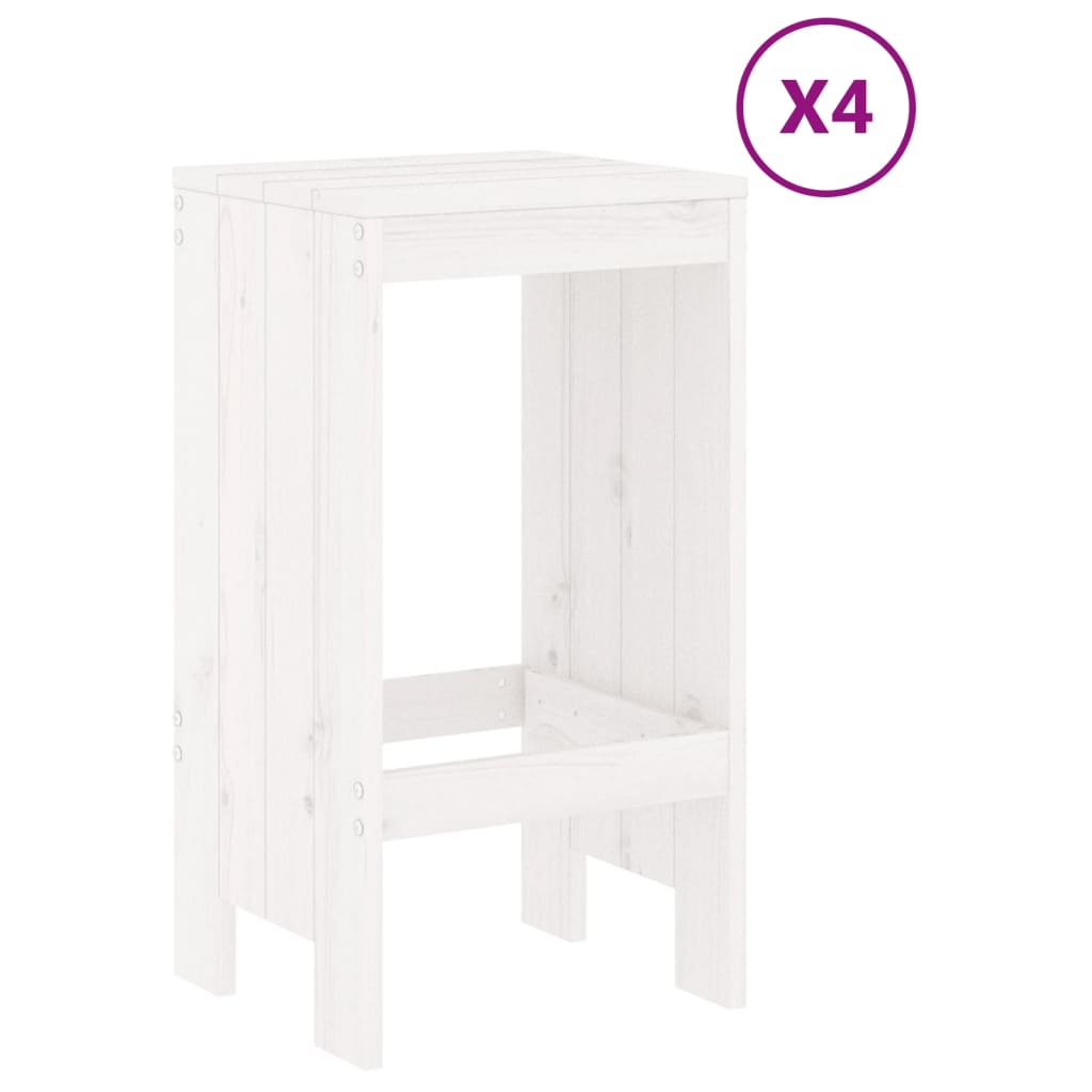 Set Bar da Giardino 5 pz Bianco in Legno Massello di Pino - immagine 3