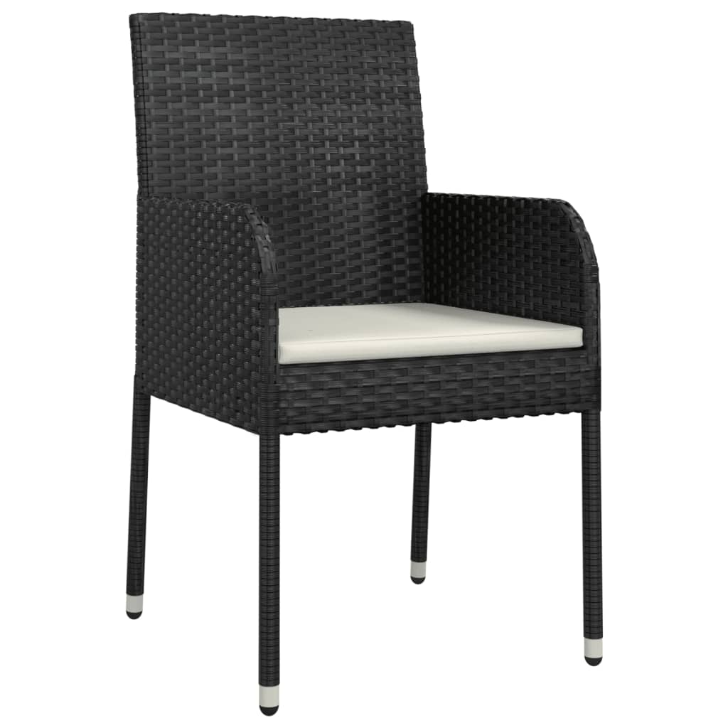 Set da Pranzo da Giardino 5 pz Nero con Cuscini in Polyrattan - immagine 4