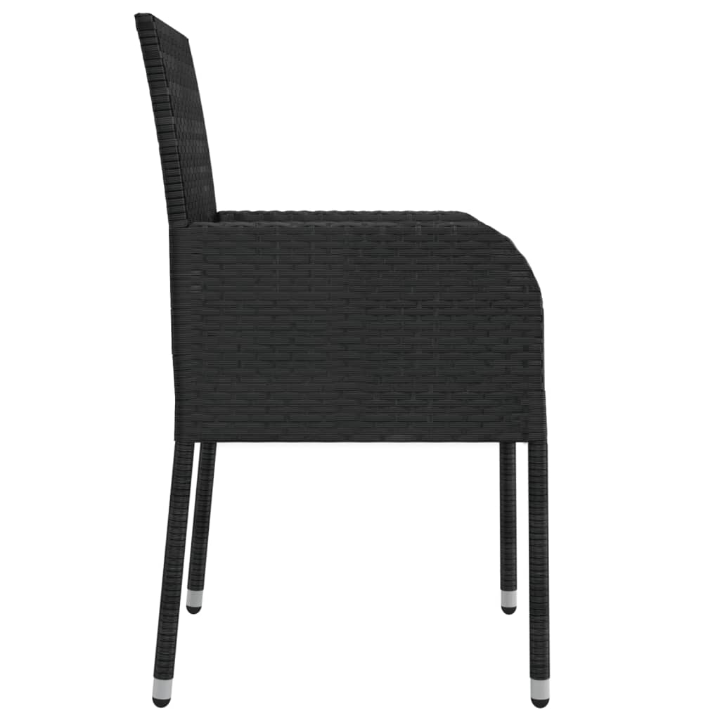 Set da Pranzo da Giardino 5 pz Nero con Cuscini in Polyrattan - immagine 5
