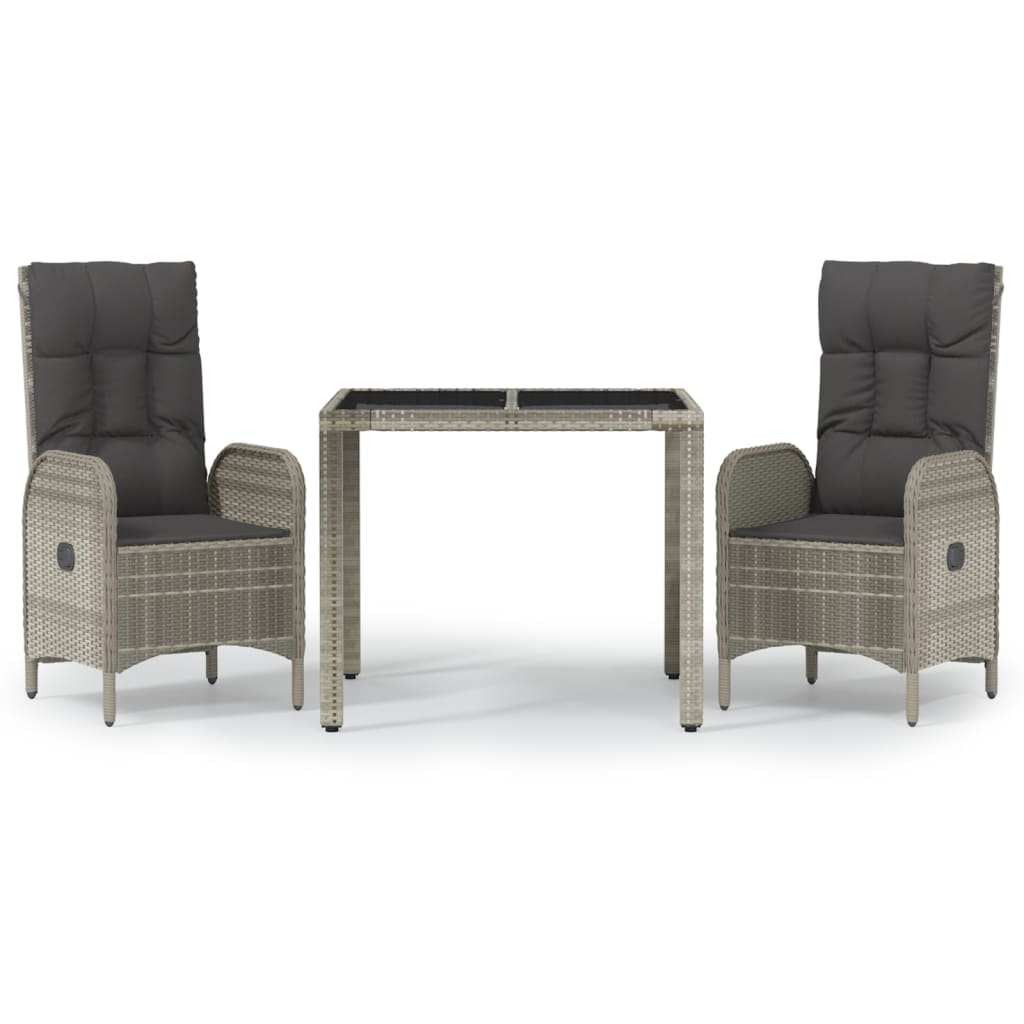 Set da Pranzo da Giardino 7 pz con Cuscini in Polyrattan Grigio - immagine 2