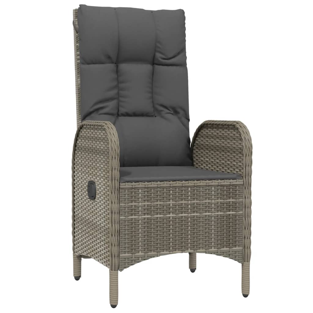 Set da Pranzo da Giardino 7 pz con Cuscini in Polyrattan Grigio - immagine 4