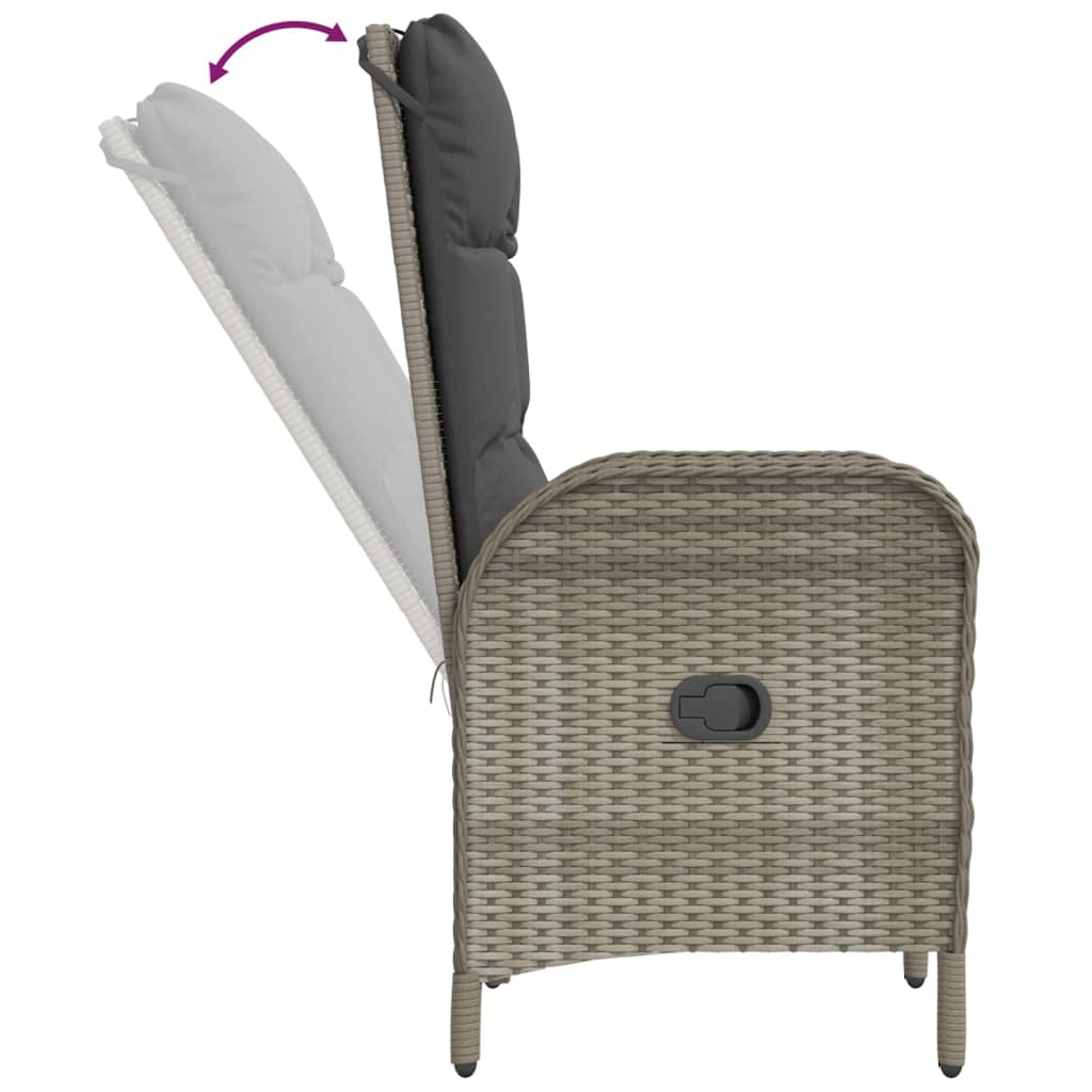 Set da Pranzo da Giardino 7 pz con Cuscini in Polyrattan Grigio - immagine 5