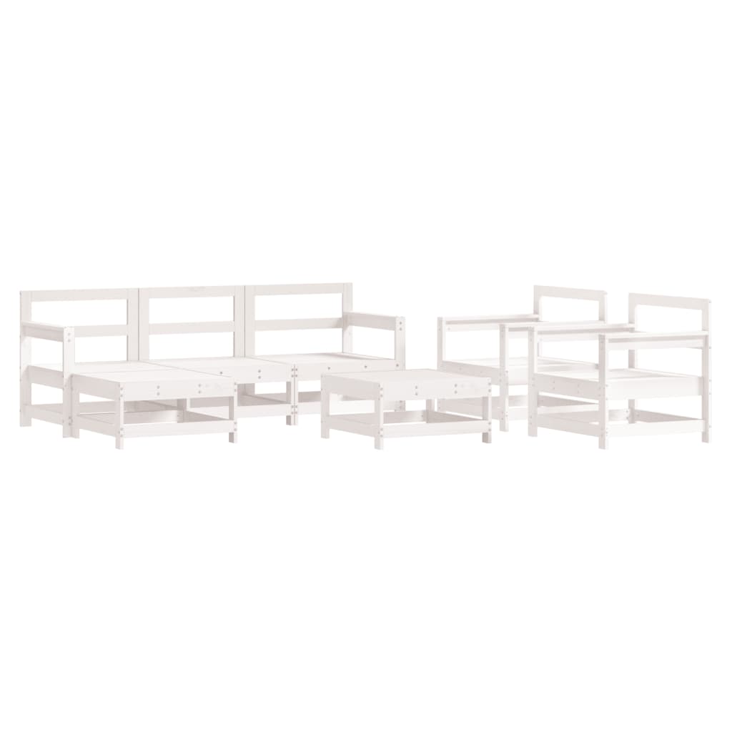 Set Divani da Giardino 7pz con Cuscini in Legno Massello Bianco - immagine 3