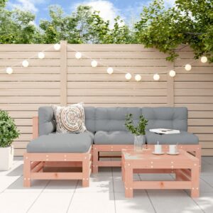 Set Divani da Giardino 5pz con Cuscini in Legno Massello Bianco