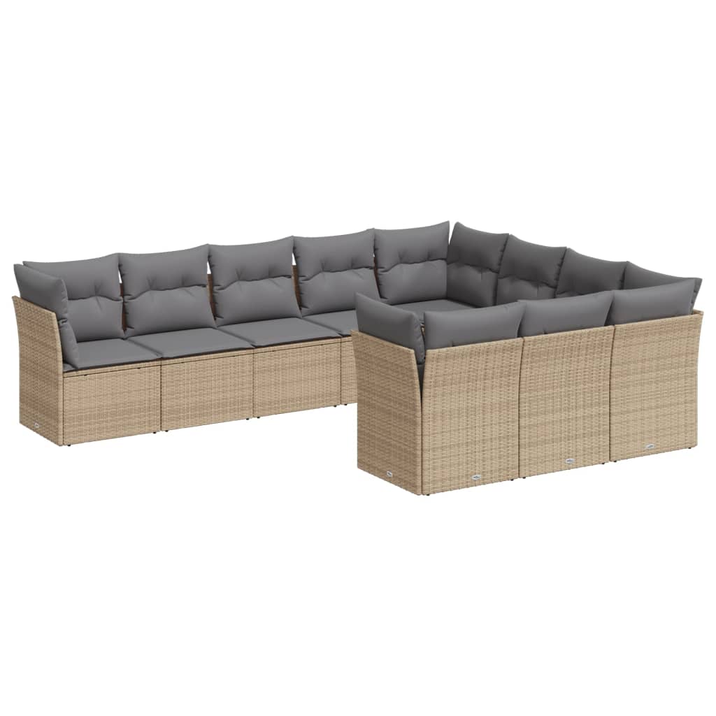 Set Divano Giardino 10 pz con Cuscini Grigio Chiaro Polyrattan - immagine 2