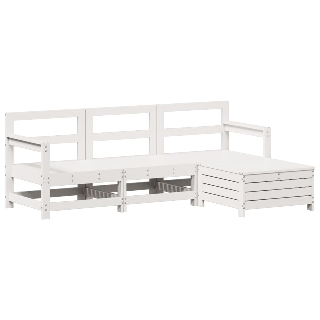 Set Salotto da Giardino 4 pz Bianco in Legno Massello di Pino - immagine 2