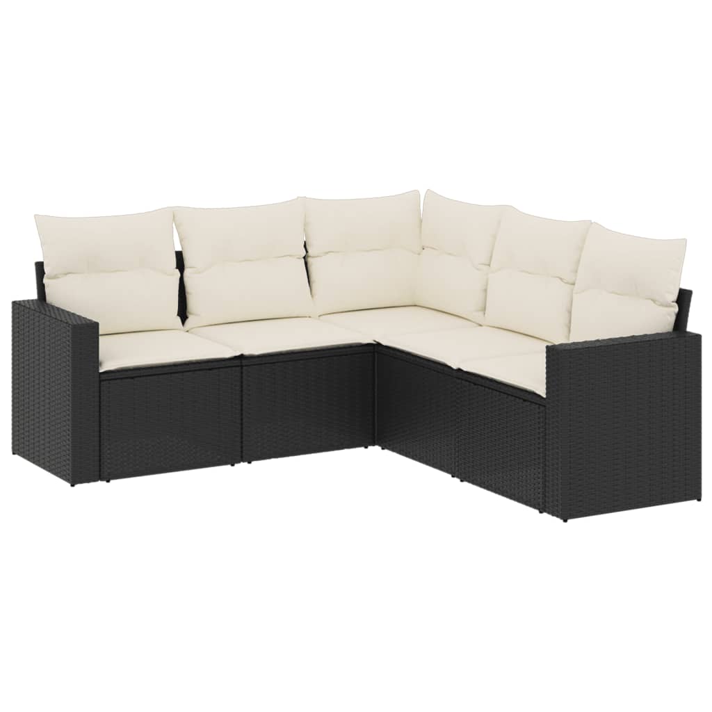 Set Divano da Giardino 5 pz con Cuscini Beige in Polyrattan - immagine 2