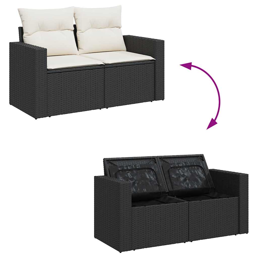Set Divani da Giardino 9 pz con Cuscini Nero in Polyrattan - immagine 8